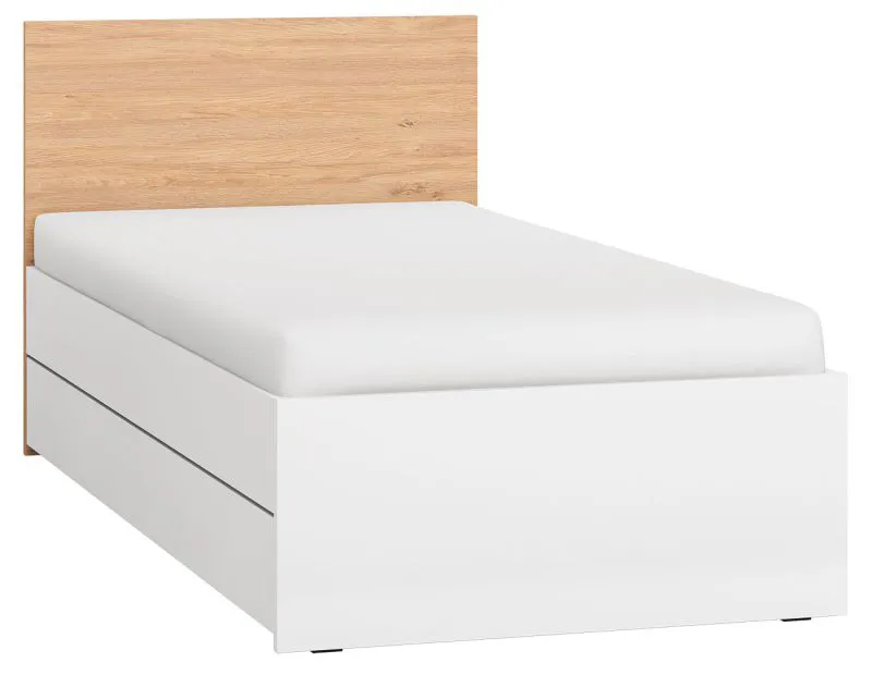 Einzelbett / Gästebett Arbolita 48, Farbe: Weiß / Eiche - Liegefläche: 90 x 200 cm (B x L)
