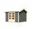 Saunahaus "Bjelle" inkl. 2 Bänken, Ofenschutzgitter & Kopfstütze, Farbe: Terragrau - 304 x 304 cm (B x T), Grundfläche: 8,65 m²