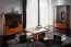 Wohnzimmer Komplett - Set J Lopar, 3-teilig, teilmassiv, Farbe: Nuss / Schwarz