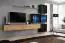 Außergewöhnliche Wohnwand Balestrand 301, Farbe: Eiche Wotan / Schwarz - Abmessungen: 200 x 310 x 40 cm (H x B x T), mit LED-Beleuchtung