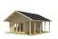 Ferienhaus F36 mit überdachter Terrasse & Schlafboden | 32,7 m² | 70 mm Blockbohlen | Naturbelassen | Fenster 1-Hand-Dreh-Kippsystematik