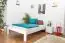 Einzelbett / Gästebett Kiefer massiv Vollholz weiß lackiert 75, inkl. Lattenrost - Abmessung 140 x 200 cm