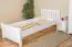 Kinderbett / Jugendbett Kiefer massiv Vollholz weiß 66, inkl. Lattenrost - Abmessung 90 x 200 cm