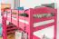 Hochbett 90 x 200 cm, "Easy Premium Line" K22/n, Buche Massivholz rosa lackiert, teilbar