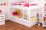90 x 200 cm Stockbett mit Stauraum / 2 Schubladen für Kinder Massivholz: Buche | Weiß Lackiert | umbaubar in 2 Einzelbetten | Premium-Qualität | inkl. Rollroste Abbildung