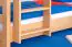 Stockbett + Bettkasten für Kinder 90 x 200 cm | Massivholz: Buche | Natur Lackiert | inkl. Bettkasten | umbaubar in 2 Einzelbetten | inkl. Rollroste Abbildung