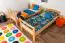 Stockbett für Kinder 90 x 200 cm | Massivholz: Buche | Natur Lackiert | umbaubar in 2 Einzelbetten | inkl. Rollroste Abbildung
