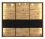 Schwebetürenschrank / Kleiderschrank Crina 11, Farbe: Eiche Artisan / Schwarz, zwei Kleiderstangen, ABS-Kanten, Maße: 224 x 262,5 x 65,5 cm