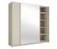 Kleiderschrank | 1 Kleiderstange | 6 Fächer | 221 x 60 x 207 cm | Metallgriffe | mit Spiegel | Kaschmir | Soft-Close-System | Igoumenitsa 03 | 2 Schiebetüren