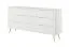 Kommode | 6 Schubladen | Weiß | Maße: 81 x 163 x 38 cm | langes Sideboard | Griffe & Beine: Metall | modernes Lamellen Design | für Wohnzimmer