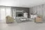 Vitrine Cuenca 02, Farbe: Eiche / Weiß - Abmessungen: 132 x 95 x 39 cm (H x B x T)