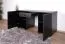 Schreibtisch mit 4 Fächern, in Schwarz, 77 x 140 x 60 cm, Soft Close System, 2 Türen und 1 Schublade, Fronten mit Lamellen, Metallgriffe