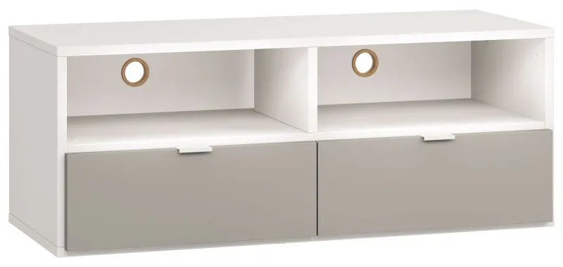 TV-Unterschrank Bellaco 35, Farbe: Weiß / Grau - Abmessungen: 49 x 120 x 47 cm (H x B x T)