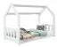 Kinderbett / Hausbett Kiefer Vollholz massiv weiß lackiert D2C, inkl. Lattenrost - Liegefläche: 80 x 160 cm (B x L)