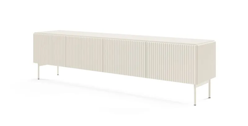 Langes TV-Board / TV-Möbel Goulette 05 | Farbe: Kaschmir | Push-to-open Funktion | 4 Kipptüren | ABS-Kantenschutz | Maße: 51 x 195 x 39,5 cm | für Wohnzimmer