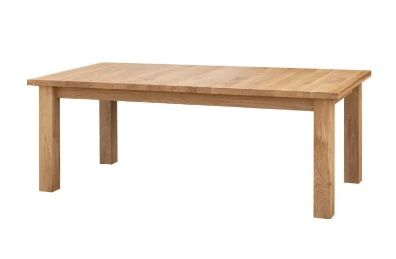Ausziehbarer Esstisch Colmont 01, aus massiven Eichenholz, vier Standbeine, ausziehbar bis 290 cm, Maße: 75 x 200 x 100 cm, geölte Oberfläche