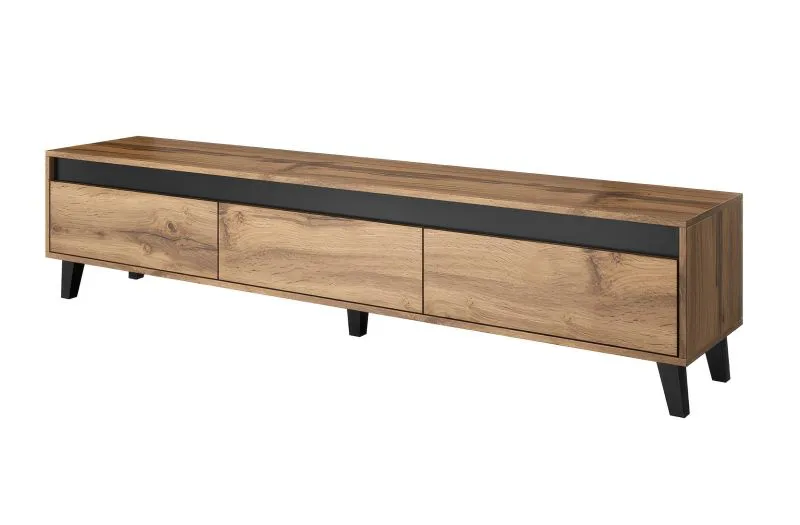 TV-Unterschrank Silvigo | Farbe: Eiche Artisan / Anthrazit | 200 x 42 x 53,5 cm| 3 Schubladen | Griffloses Design | TV-Möbel