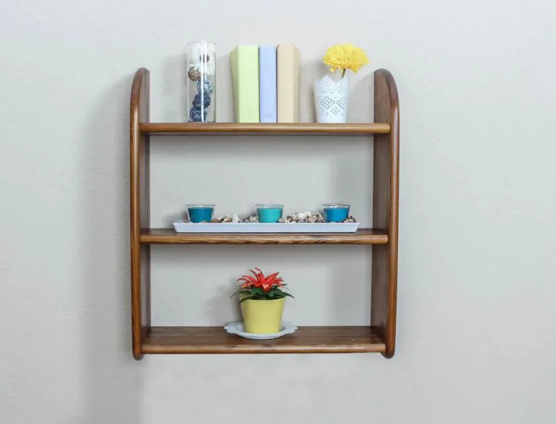 Bücherregal - 60 cm breit, Kiefer Holz-Massiv, Farbe: Eiche Abbildung