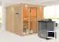 Sauna "Druna" SET mit bronzierter Tür, Glasfront und Kranz - Farbe: Natur, Ofen BIO 9 kW - 240,5 x 248 x 202 cm (B x T x H)