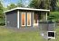 Saunahaus "Anni 5" SET B mit Ofen 9 kW, Farbe: Terragrau - 509 x 369 cm (B x T), Grundfläche: 19 m²