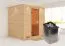 Sauna "Jonna" SET mit bronzierter Tür und Kranz mit Ofen 9 kW - 224 x 210 x 206 cm (B x T x H)