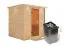 Sauna "Jonna" SET mit bronzierter Tür und Kranz mit Ofen 9 kW - 224 x 210 x 206 cm (B x T x H)