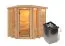 Sauna "Enania" SET mit bronzierter Tür und Kranz  mit Ofen 9 kW - 224 x 210 x 206 cm (B x T x H)