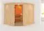 Sauna "Samu" mit bronzierter Tür und Kranz - Farbe: Natur - 245 x 210 x 202 cm (B x T x H)