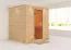 Sauna "Jonna" mit bronzierter Tür und Kranz - Farbe: Natur - 224 x 210 x 206 cm (B x T x H)