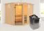 Sauna "Bjarki 3" SET mit bronzierter Tür und Kranz mit Ofen 9 kW - 245 x 210 x 202 cm (B x T x H)