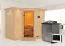 Sauna "Tjara 2" SET mit bronzierter Tür und Kranz - Farbe: Natur, Ofen BIO 9 kW modern - 264 x 198 x 212 cm (B x T x H)