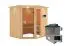 Sauna "Bjarki 2" SET mit bronzierter Tür und Kranz mit Ofen externe Steuerung easy 9 kW Edelstahl - 210 x 184 x 202 cm (B x T x H)