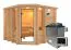 Sauna "Heline" SET mit bronzierter Tür & Ofen externe Steuerung easy 9 kW Edelstahl - 259 x 245 x 206 cm (B x T x H)