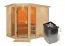 Sauna "Sunniva 3" SET mit bronzierter Tür und Kranz mit Ofen 9 kW Edelstahl. - 264 x 198 x 212 cm (B x T x H)