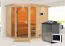 Sauna "Sunniva 3" SET mit bronzierter Tür und Kranz  mit Ofen BIO 9 kW Edelstahl - 264 x 198 x 212 cm (B x T x H)