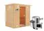 Sauna "Fynn" SET mit bronzierter Tür und Kranz - Farbe: Natur, Ofen externe Steuerung easy 3,6 kW - 223 x 159 x 191 cm (B x T x H)
