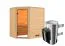 Sauna "Njal" SET mit bronzierter Tür - Farbe: Natur, Ofen 3,6 kW - 195 x 145 x 187 cm (B x T x H)