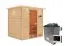 Sauna "Sjur" SET mit bronzierter Tür und Kranz - Farbe: Natur, Ofen 9 kW - 223 x 183 x 191 cm (B x T x H)