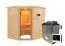 Sauna "Olai" SET mit bronzierter Tür und Kranz - Farbe: Natur, Ofen externe Steuerung easy 9 kW - 223 x 183 x 191 cm (B x T x H)
