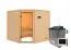 Sauna "Morten" SET mit bronzierter Tür - Farbe: Natur, Ofen externe Steuerung easy 9 kW - 195 x 195 x 187 cm (B x T x H)