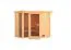 Sauna "Solveig" mit bronzierter Tür und Kranz - Farbe: Natur - 264 x 198 x 212 cm (B x T x H)