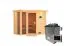 Sauna "Solveig" SET mit bronzierter Tür und Kranz - Farbe: Natur, Ofen externe Steuerung easy 9 kW - 264 x 198 x 212 cm (B x T x H)