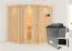 Sauna "Hanko" SET mit Kranz und Energiespartür - Farbe: Natur, Ofen externe Steuerung easy 9 kW - 210 x 184 x 202 cm (B x T x H)
