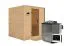 Sauna "Jonna" SET mit graphitfarbener Tür - Farbe: Natur, Ofen BIO 9 kW - 196 x 196 x 200 cm (B x T x H)