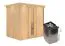 Sauna "Veli" SET mit Energiespartür und Kranz - Farbe: Natur, Ofen 9 kW - 210 x 165 x 202 cm (B x T x H)
