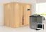 Sauna "Veli" SET mit Energiespartür und Kranz - Farbe: Natur, Ofen BIO 9 kW - 210 x 165 x 202 cm (B x T x H)