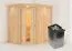 Sauna "Mika" SET mit Energiespartür und Kranz - Farbe: Natur, Ofen 9 kW - 165 x 210 x 202 cm (B x T x H)