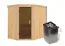 Sauna "Mika" SET mit graphitfarbener Tür - Farbe: Natur, Ofen 9 kW - 151 x 196 x 198 cm (B x T x H)