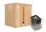 Sauna "Eemil" SET mit Energiespartür und Kranz - Farbe: Natur, Ofen 9 kW - 210 x 184 x 202 cm (B x T x H)