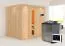 Sauna "Eemil" SET mit Energiespartür und Kranz - Farbe: Natur, Ofen BIO 9 kW - 210 x 184 x 202 cm (B x T x H)